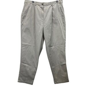 VTG 90s LL Bean Original Fit Khaki Cotton Pleated Women Pants Size 18W Elastic